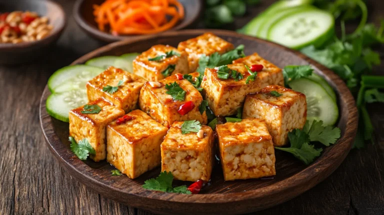 Delicious Tauhu Recipes – Crispy Tofu with Spicy Sauce and Fresh Herbs