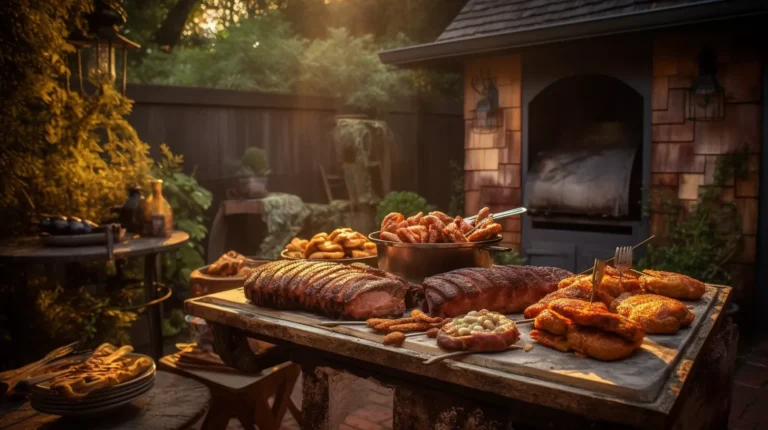What can I smoke in 3 hours? A rustic backyard smoker with flavorful meats, sausages, and vegetables cooked to perfection in just three hours.