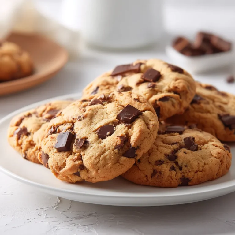 Crumbl cookies recipe with soft thick chocolate chip cookies on white plate