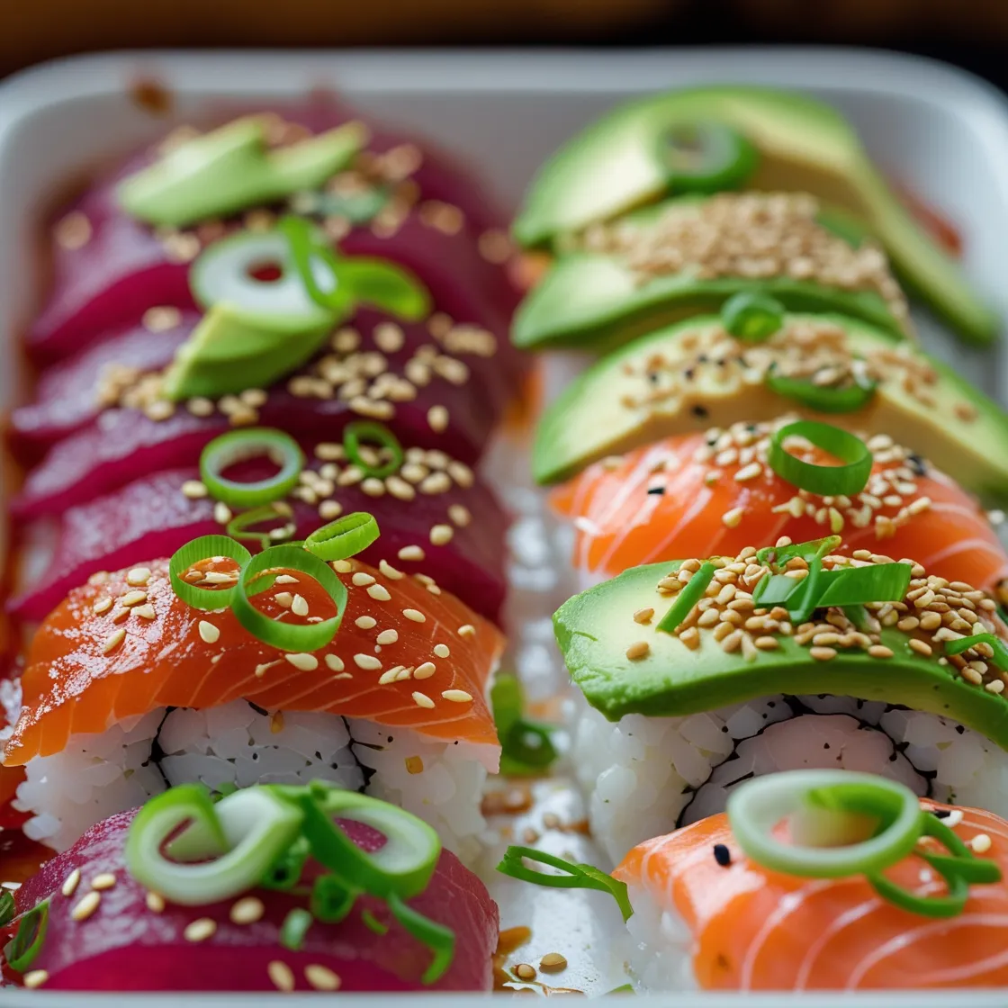 sushi-bake-flavor-variations Spicy tuna and creamy salmon Crispy Rice Sushi Bake