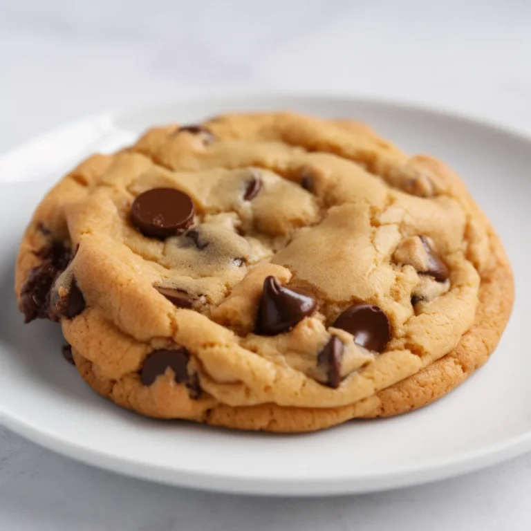 Crumbl Chocolate Chip Cookie Recipe on a white plate