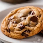 Crumbl Chocolate Chip Cookie Recipe with sea salt flakes