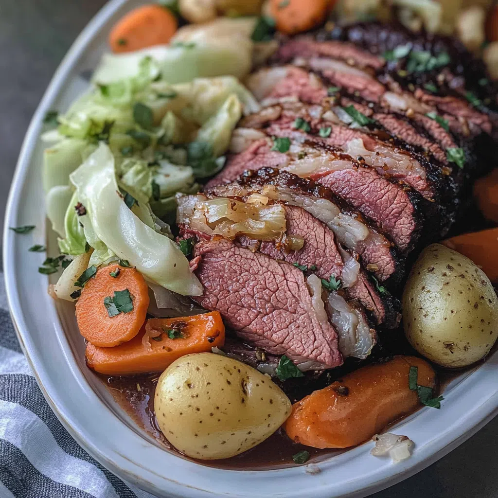 Corned Beef and Cabbage served with carrots and potatoes
