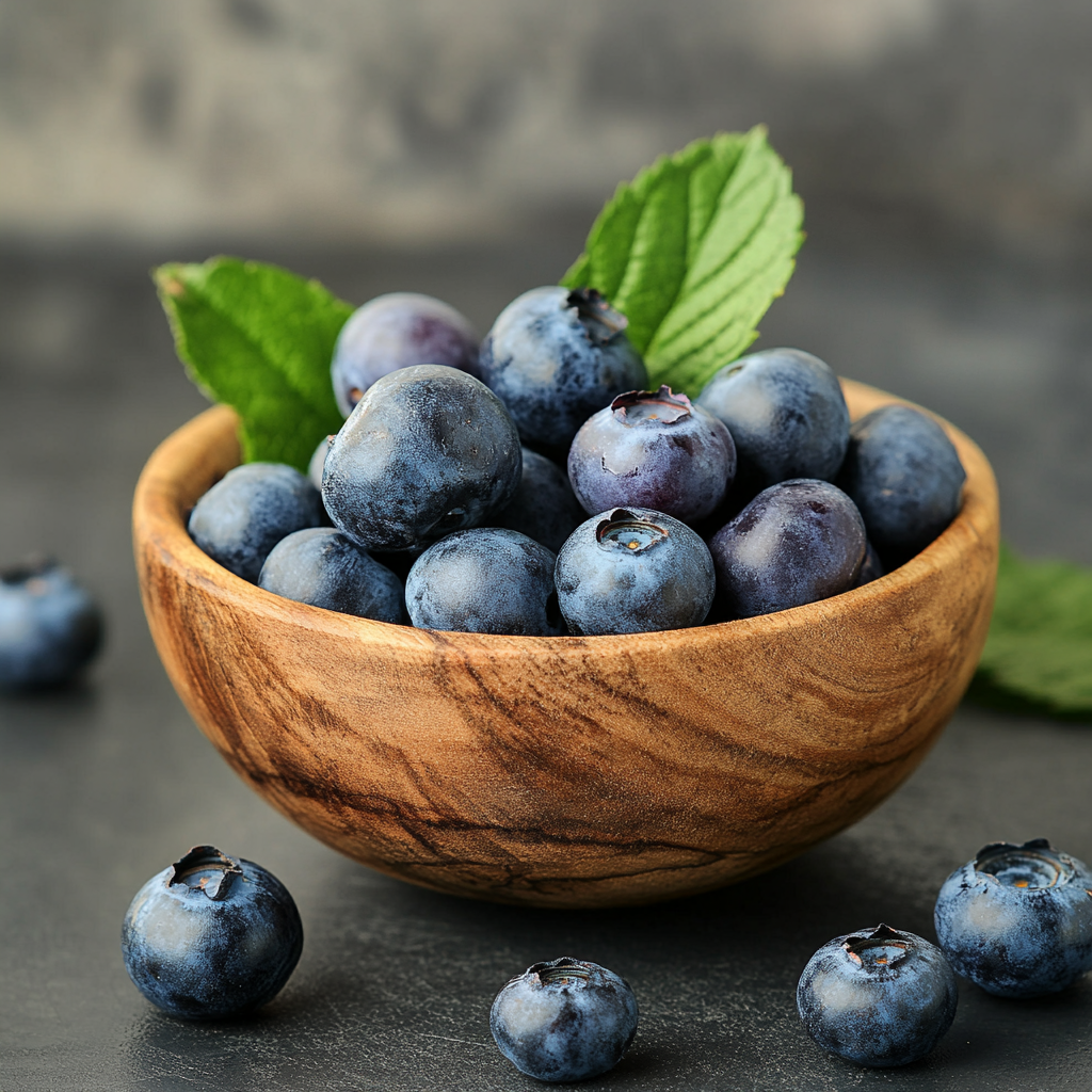 Bowl of harvested Blueberry Pink Lemonade berries
