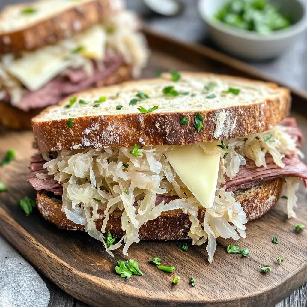 Reuben sandwich made from leftover instant pot slow cooker corned beef