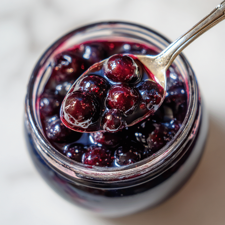 Blueberry compote recipe in glass jar