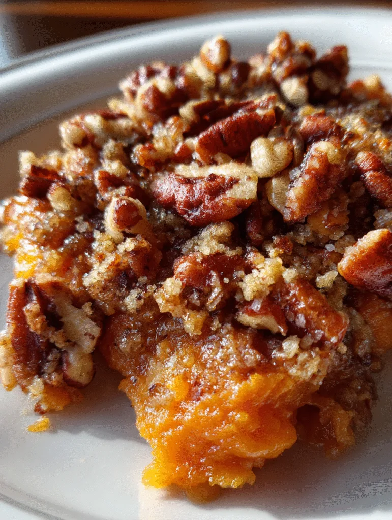 Sweet Potato Casserole with Pecan Topping