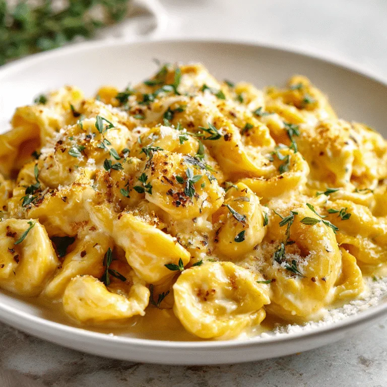 pumpkin Alfredo pasta coated in creamy sauce