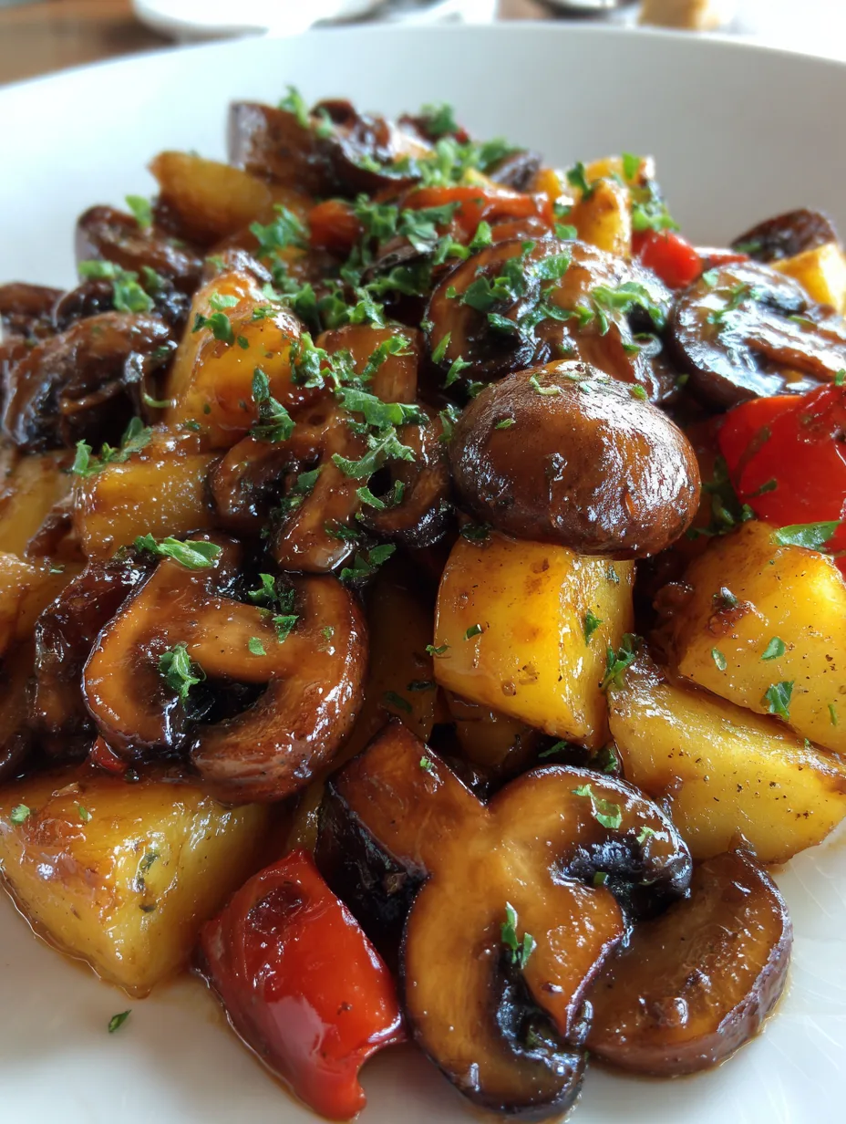 20-Minute One-Pot Mushroom and Potato Vegetarian Skillet – Fast Plant-Based Dinner