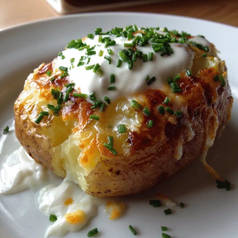 Baked potato casserole with sour cream cheese and chives