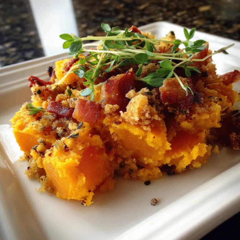 Butternut squash and sweet potato casserole with pecan topping