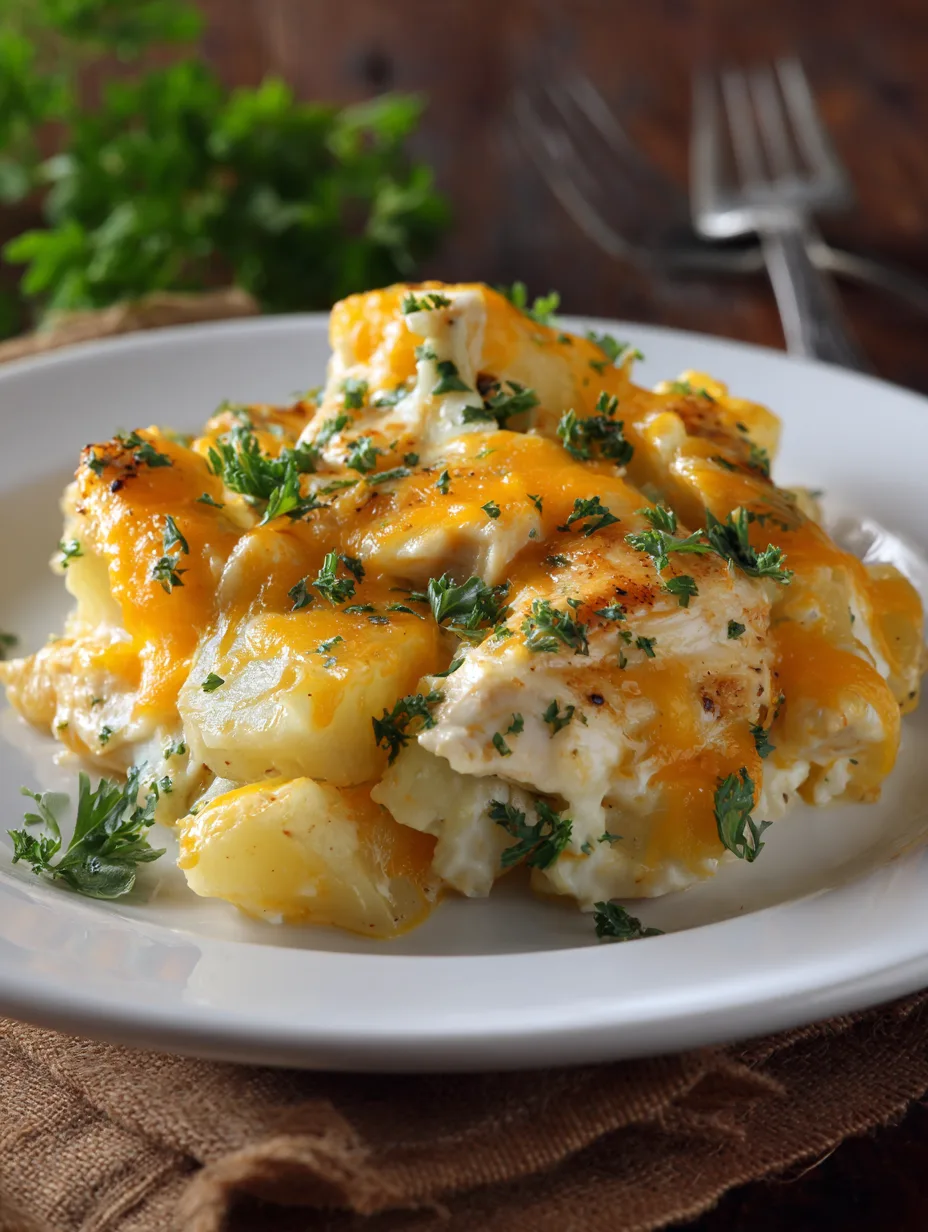 Cheesy Potato and Chicken Casserole 30-Minute One-Pot Cheesy Potato and Chicken Casserole in a skillet