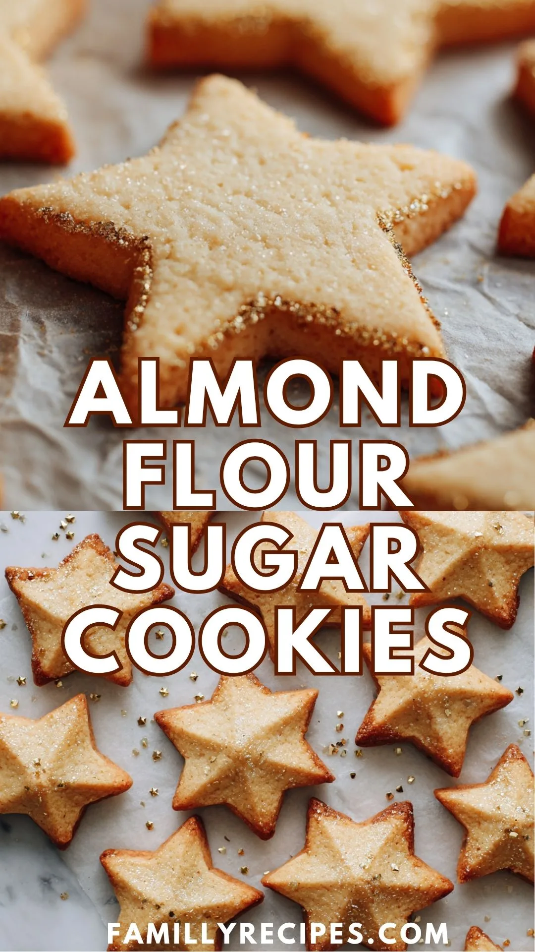 Familly Recipes Almond Flour Sugar Cookies Almond flour sugar cookies shaped as stars on parchment paper