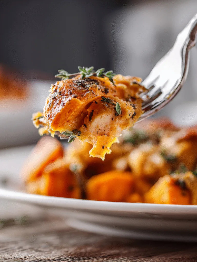 A serving of High-Protein Sweet Potato and Turkey Casserole on a white plate.