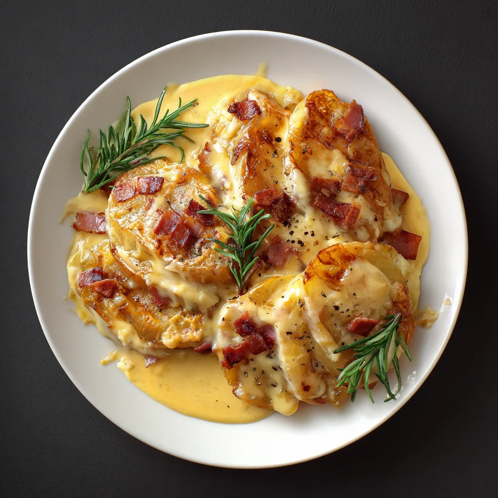 Holiday Scalloped Potatoes with Ham and Cheese Sauce