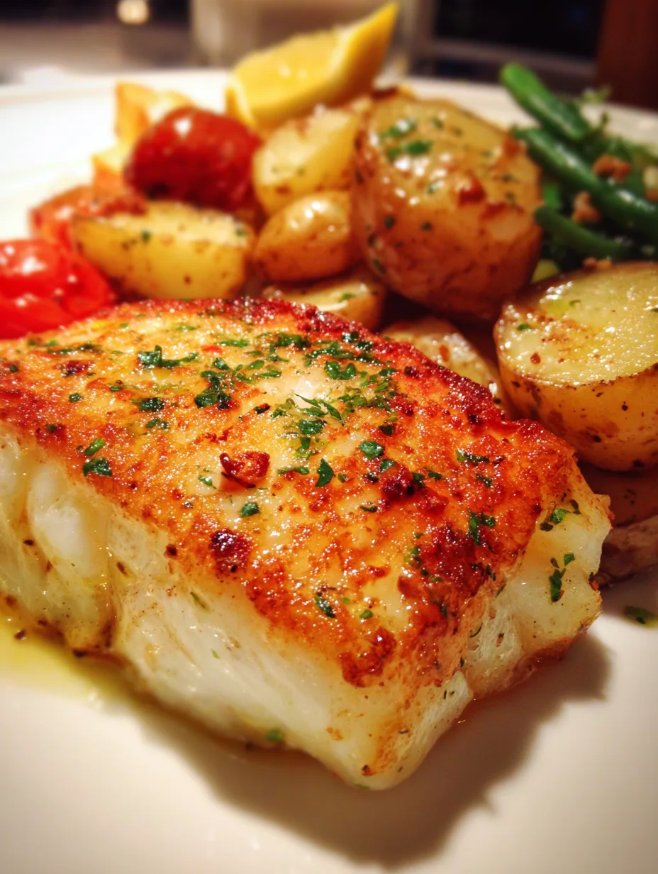 Baked White Fish with Lemon Garlic and Roasted Potato Medley