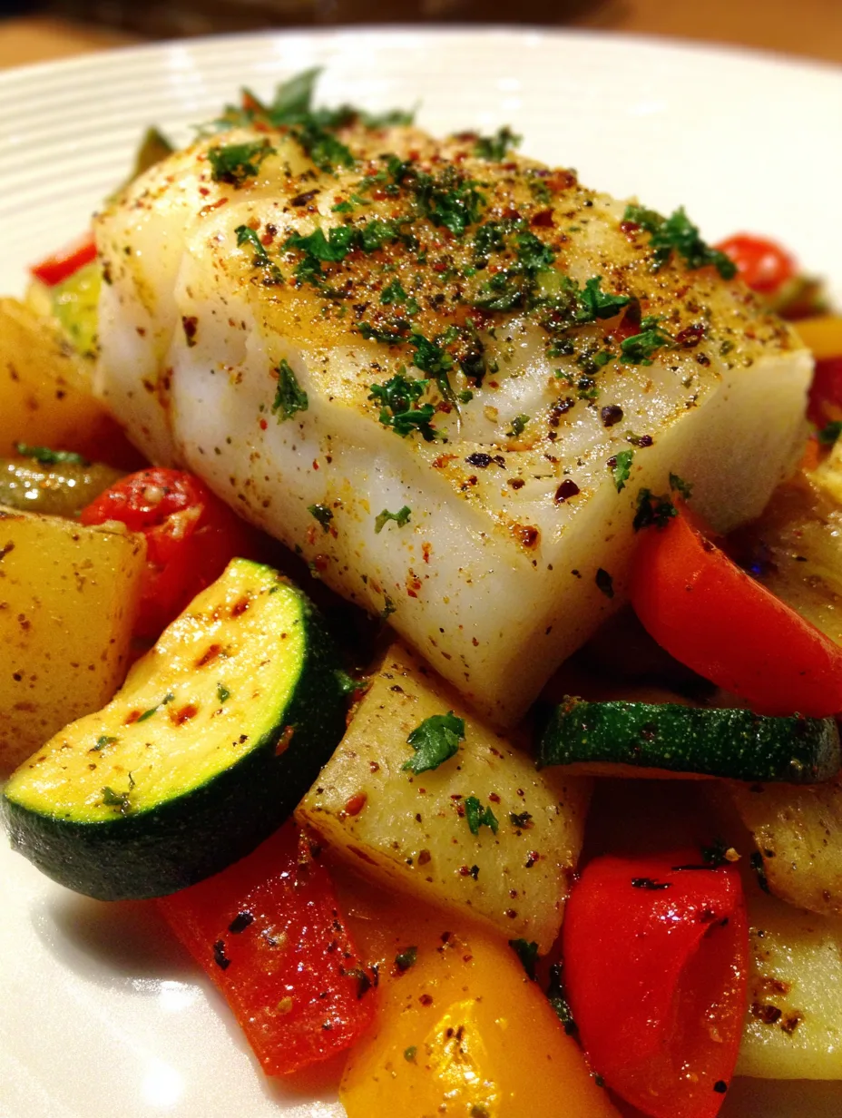 One-Pan Baked Cod with Roasted Potato and Vegetables