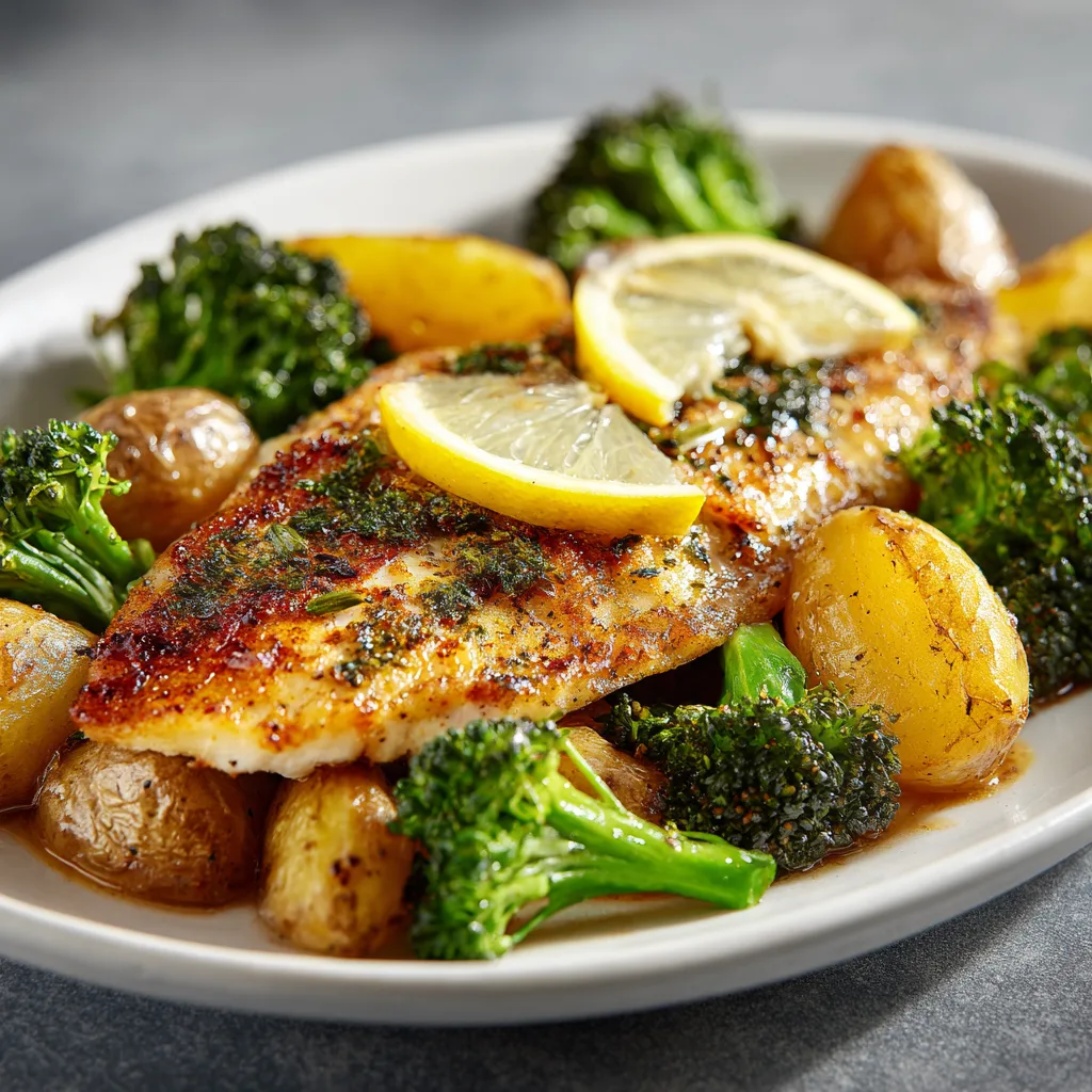 One-Pan Baked Tilapia with Roasted Potato and Broccoli