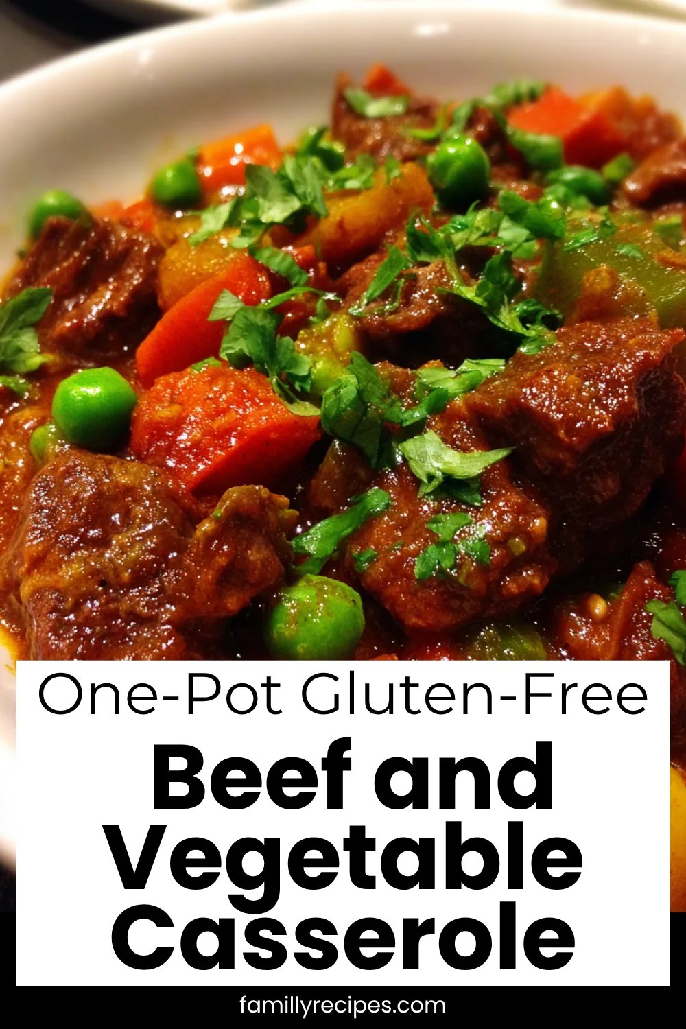 A Dutch oven filled with the one-pot gluten-free beef and vegetable casserole.