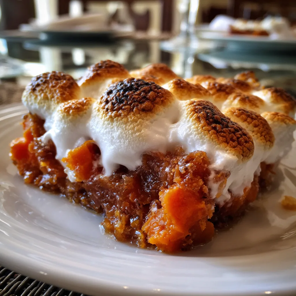 Thanksgiving Sweet Potato Casserole with Marshmallow Top