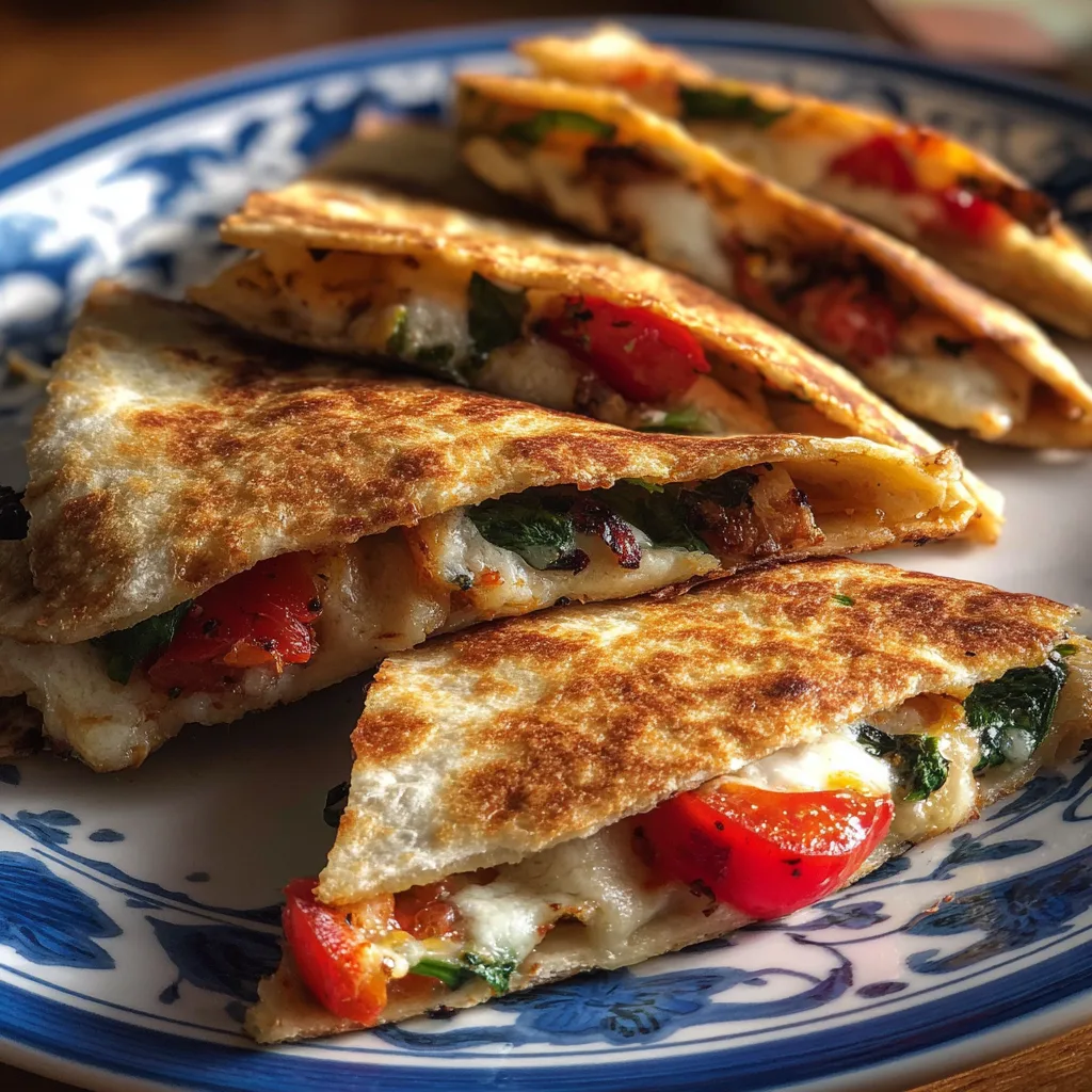 Tortilla Wrap Hack: Crispy tortilla wrap folded into wedges with melted cheese and veggies on a family plate.