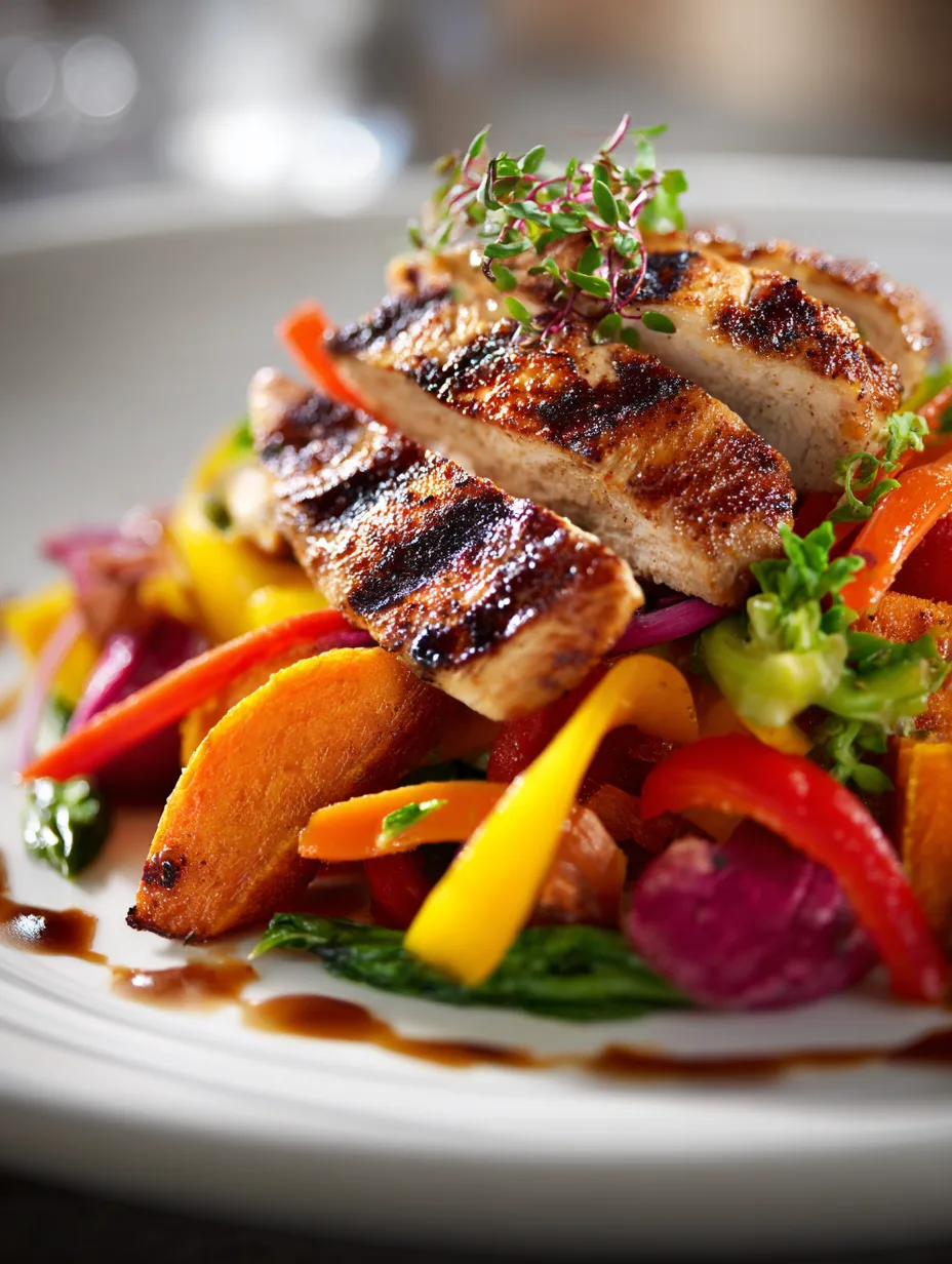 Grilled Chicken and Roasted Sweet Potato Bowl with Veggies