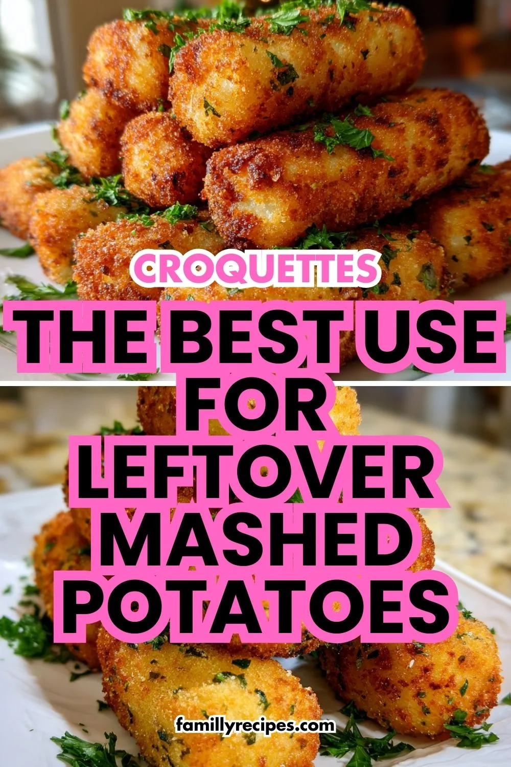 Parmesan herb potato croquettes served on a white platter with dipping sauce