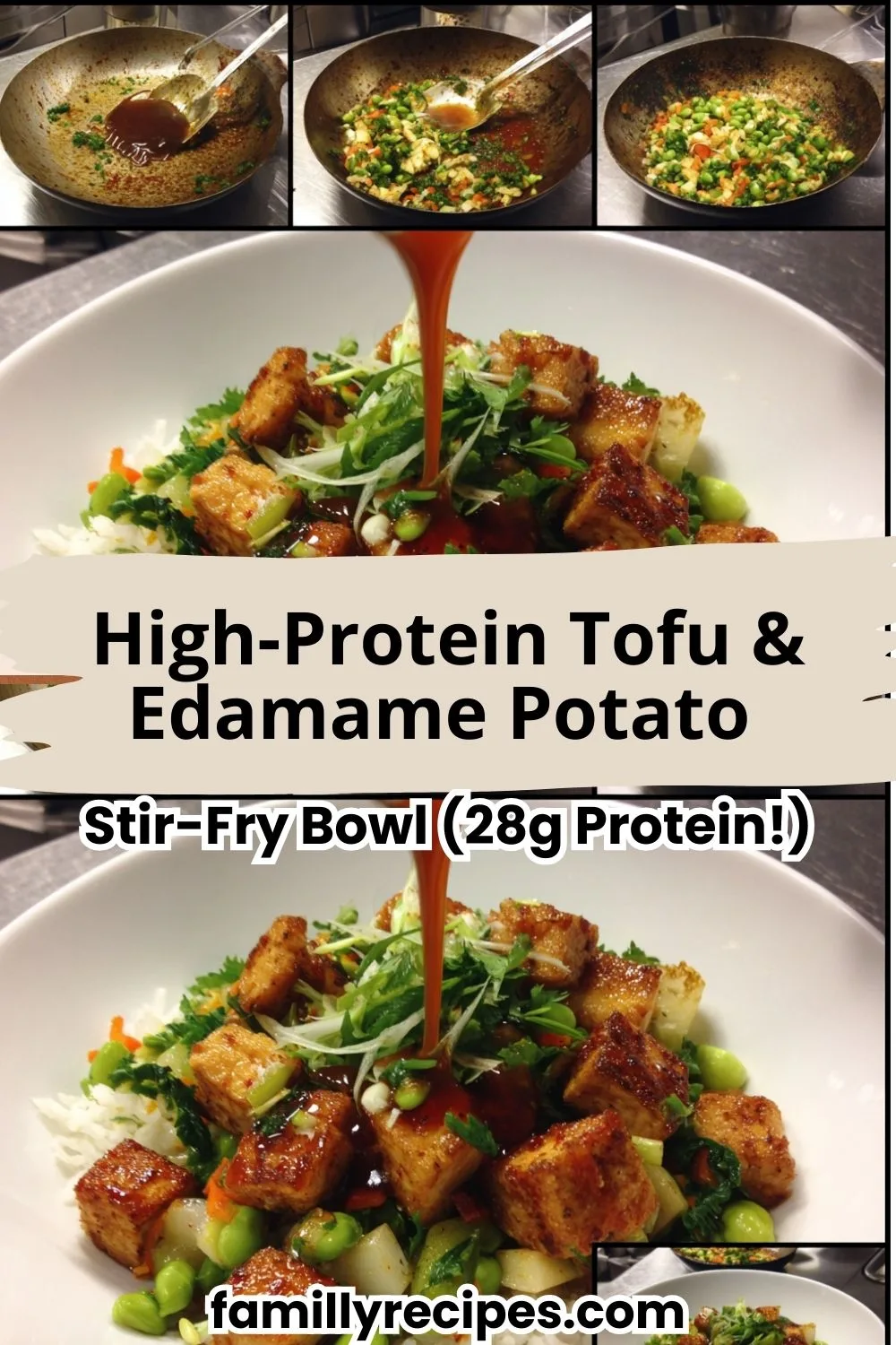 High-Protein Tofu and Edamame Potato Stir-Fry Bowl (2) High-Protein Tofu and Edamame Potato Stir-Fry Bowl with crispy tofu, colorful vegetables, and sesame seeds in white bowl