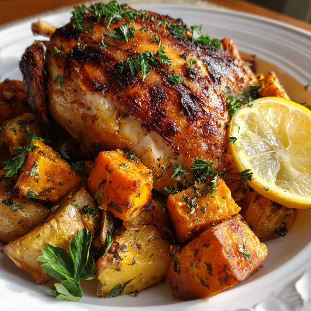 Instant pot turkey and potato one pot dinner with carrots and celery in white bowl