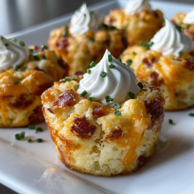 Loaded mashed potato bites topped with sour cream and chives