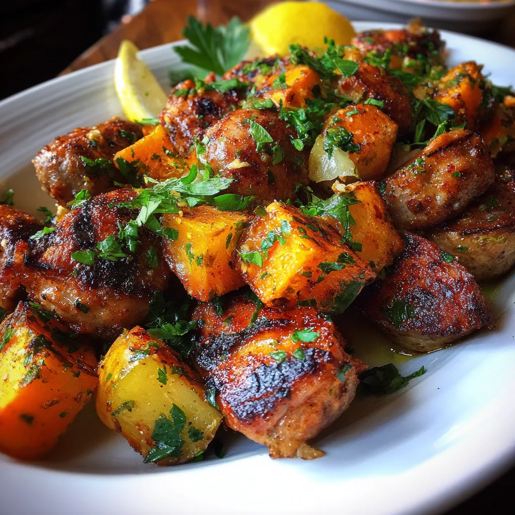 Pressure cooker loaded potato and sausage casserole with turkey sausage and melted cheddar