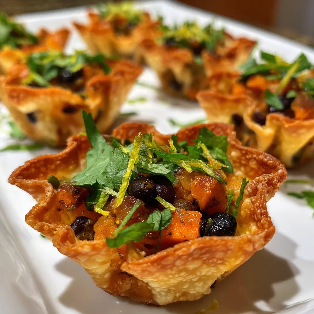 Sweet Potato and Black Bean Appetizer Cups – Healthy Party Snack