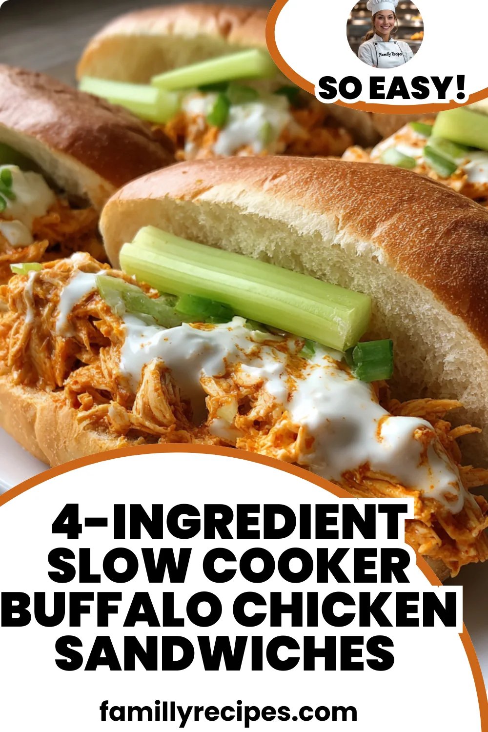 Easy Crockpot Buffalo Chicken Sandwiches 2 Easy Crockpot Buffalo Chicken Sandwiches (Only 4 Ingredients!)