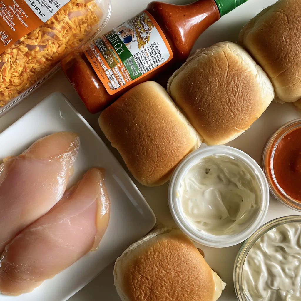 Easy crockpot buffalo chicken sandwiches (5) Easy crockpot buffalo chicken sandwiches with shredded chicken on toasted buns