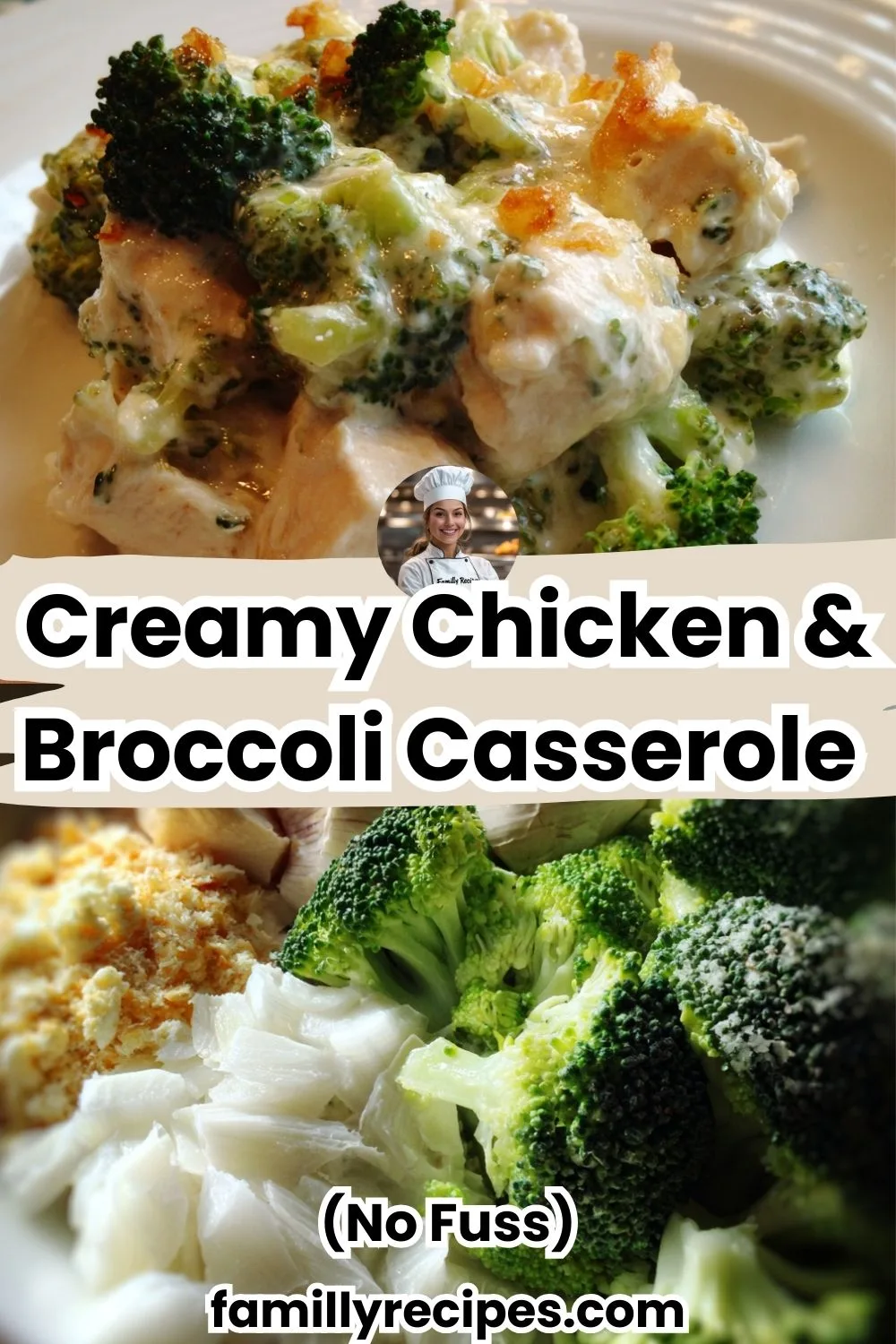 Familly Recipes Pinterest Creamy Chicken & Broccoli Casserole Creamy chicken and broccoli casserole with rice and melted cheese in baking dish