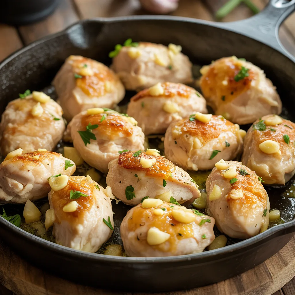 Quick, juicy chicken bites seared to golden perfection and tossed in rich garlic butter sauce. Ready in just 15 minutes with one pan!